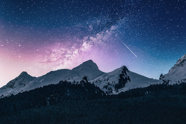Starry night mountains awe